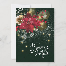 Italiaans kerstfeest Poinsettia Pine Holly Garland Feestdagenkaart