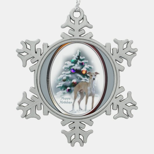 Italiaans kerstfeest tin sneeuwvlok ornament (Voorkant)