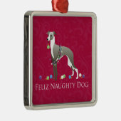 Italiaans kerstontwerp voor Greyhound Metalen Ornament (Rechts)
