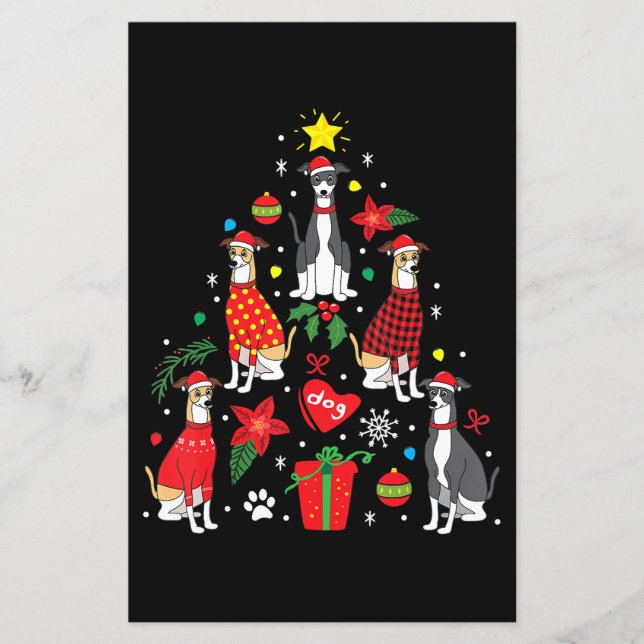 Italiaans kerstsierboom met grijze hond Mam (Voorkant)