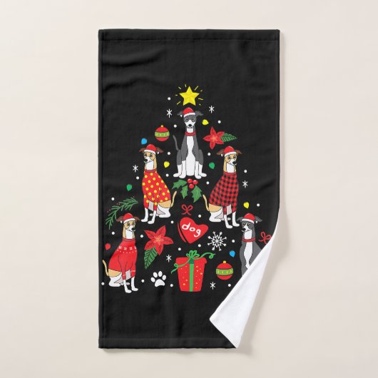 Italiaans kerstsierboom met grijze hond Mam Handdoek (Handdoek)