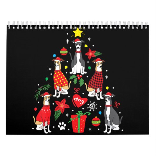 Italiaans kerstsierboom met grijze hond Mam Kalender (Hoes)