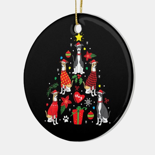 Italiaans kerstsierboom met grijze hond Mam Keramisch Ornament (Links)