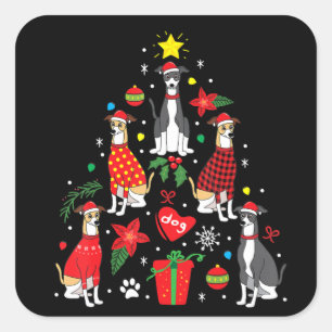 Italiaans kerstsierboom met grijze hond Mam Vierkante Sticker