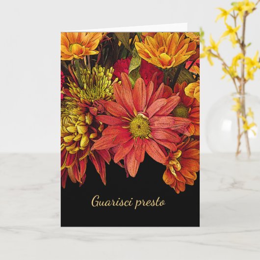 Italiaans kom snel goed met Herfst Flower Arrangem Kaart (Gele Bloem)