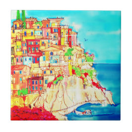 Italiaans kustscène contemporain tegeltje