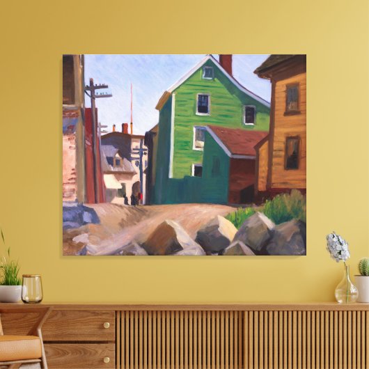 Italiaans kwartier, Gloucester | Edward Hopper | Canvas Afdruk (Insitu (Woonkamer))