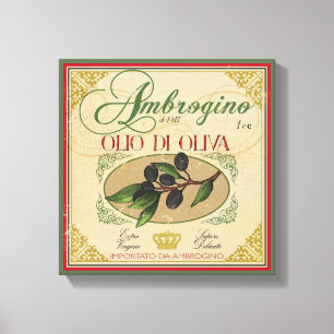  Italiaans label met retrolabel Art Canvas Afdruk