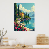 Italiaans Lake Como Villa Landschapskunst Poster (Keuken)