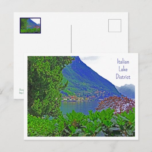 Italiaans Lake District, dorp gezien aan de overka Briefkaart (Voorkant / Achterkant)