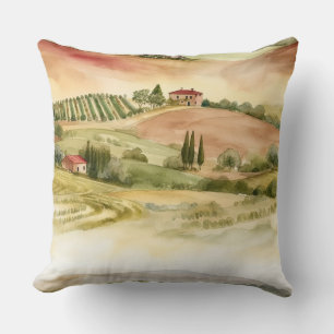 Italiaans landschap aquarel Italië Kussen