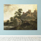 Italiaans Landschap, J.G. Schieblius, 1680 - 1720 Canvas Afdruk (Insitu (Houten vloer))
