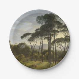 Italiaans landschap met de ringloopbomen (Voogd) Papieren Bordje