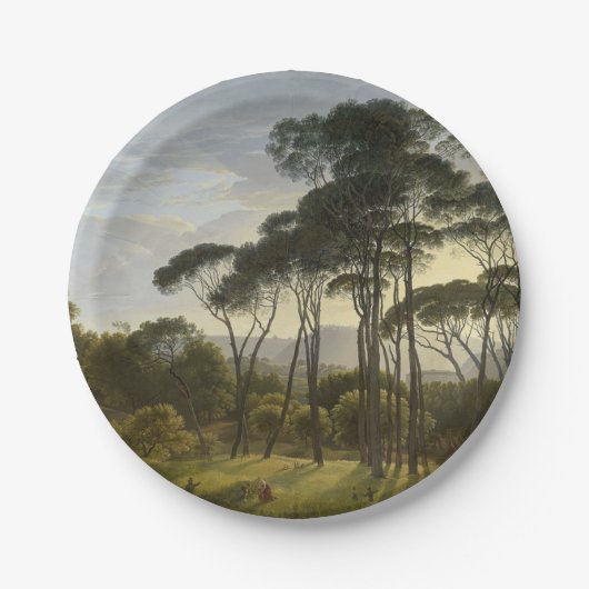 Italiaans landschap met de ringloopbomen (Voogd) Papieren Bordje (Voorkant)