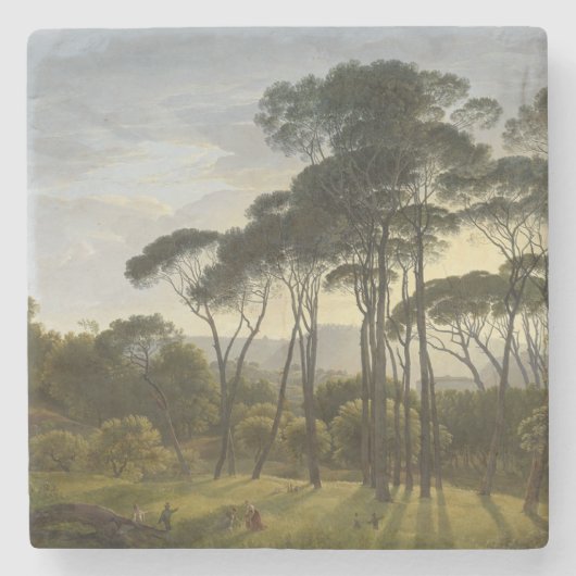 Italiaans landschap met de ringloopbomen (Voogd) Stenen Onderzetter (Voorkant)