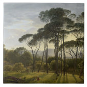 Italiaans landschap met de ringloopbomen (Voogd) Tegeltje (Voorkant)