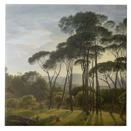 Italiaans landschap met de ringloopbomen (Voogd) Tegeltje (Voorkant)