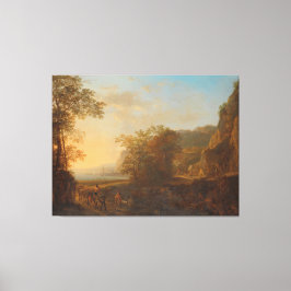 Italiaans Landschap met een Uitzicht van een haven Canvas Afdruk