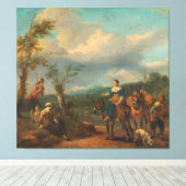 Italiaans landschap met figuren, Johannes Canvas Afdruk (Insitu (Houten vloer))