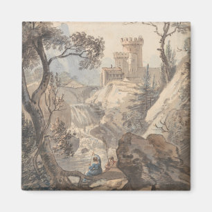 Italiaans landschap met kasteel - Paul Sandby Magneet