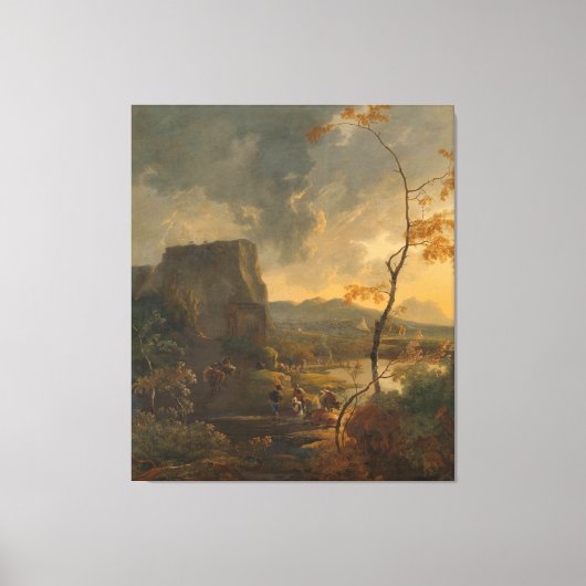 Italiaans landschap met oude Tempietto, Adam Canvas Afdruk (Voorkant)