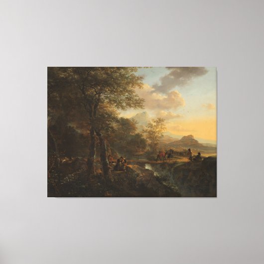 Italiaans landschap met rapporteur Jan Beide, c. Canvas Afdruk (Voorkant)