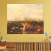 Italiaans landschap met vee, Nicolaes van Helt Canvas Afdruk (Insitu (Woonkamer))