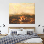 Italiaans landschap met vee, Nicolaes van Helt Canvas Afdruk (Insitu (Slaapkamer))