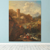 Italiaans landschap, Nicolaes Pietersz. Berchem, 1 Canvas Afdruk (Insitu (Houten vloer))