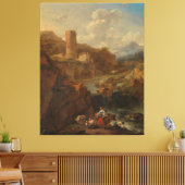 Italiaans landschap, Nicolaes Pietersz. Berchem, 1 Canvas Afdruk (Insitu (Woonkamer))