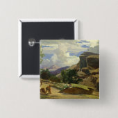Italiaans landschap vierkante button 5,1 cm (Voorkant /achterkant)