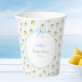 Italiaans Lemon Blue Bow Paper Papieren Bekers