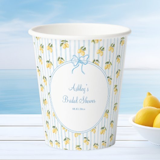 Italiaans Lemon Blue Bow Paper Papieren Bekers