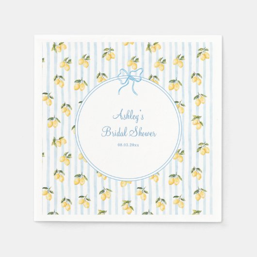 Italiaans Lemon Blue Bow Vrijgezellenfeest Papier Servet (Voorkant)