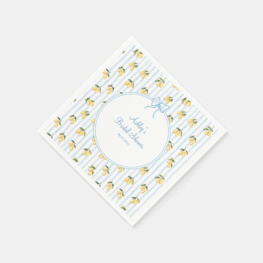 Italiaans Lemon Blue Bow Vrijgezellenfeest Papier Servet (Hoek)