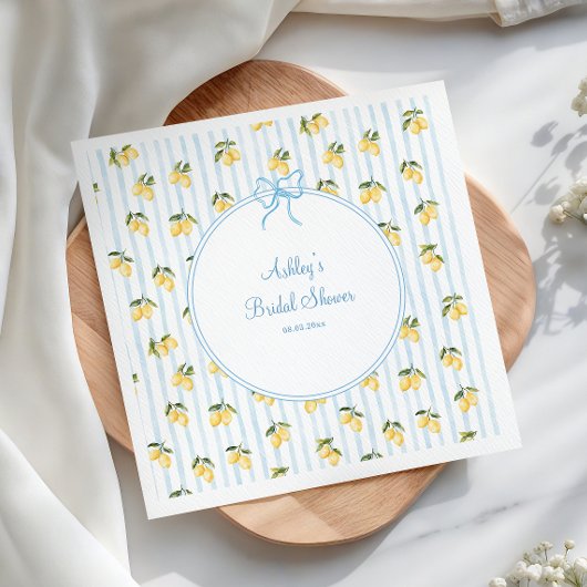 Italiaans Lemon Blue Bow Vrijgezellenfeest Papier Servet