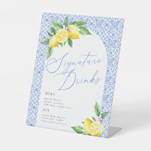 Italiaans Lemon Positano Wedding Signature Drinken Reclamebord Met Voetstuk