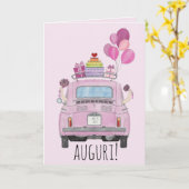 Italiaans lesbisch paar trouwdag Fiat 500 Kaart (Gele Bloem)