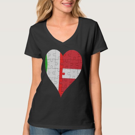 Italiaans-Letse vlag Heart T-shirt (Voorkant)