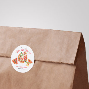Italiaans Liefde & Pizza Feest Slice Bruidsuitnodi Ronde Sticker