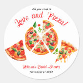 Italiaans Liefde & Pizza Feest Slice Bruidsuitnodi Ronde Sticker (Voorkant)
