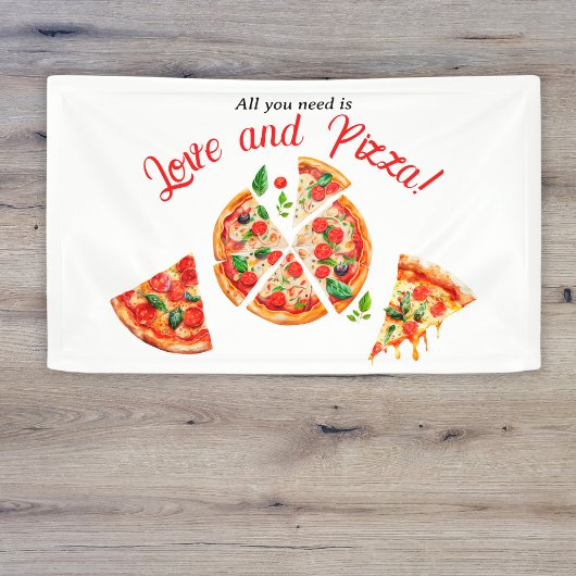 Italiaans Liefde & Pizza Party Slice Vrijgezellenf Spandoek