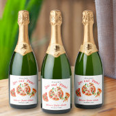 Italiaans Liefde & Pizza Party Slice Vrijgezellenf Sparkling Wijnetiket