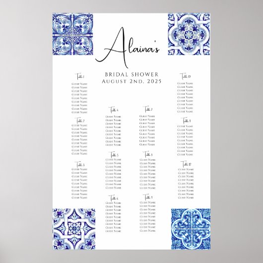 Italiaans Maiolica Zitplaatskaart | Vrijgezellenfe Poster (Voorkant)