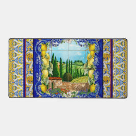 Italiaans Majolica blauw tegels citrus Bureaumat