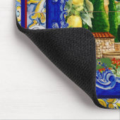 Italiaans Majolica blauw tegels citrus Muismat (Hoek)