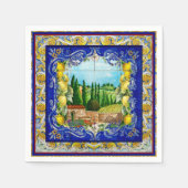 Italiaans Majolica blauw tegels citrus Servet (Voorkant)