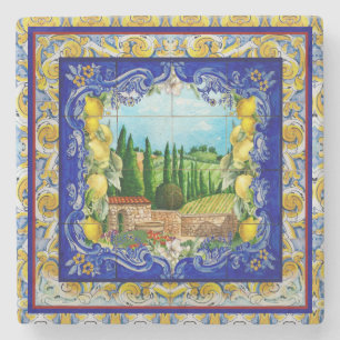 Italiaans Majolica blauw tegels citrus Stenen Onderzetter