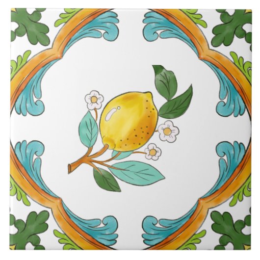 Italiaans Majolica Fruit Tegeltje (Voorkant)