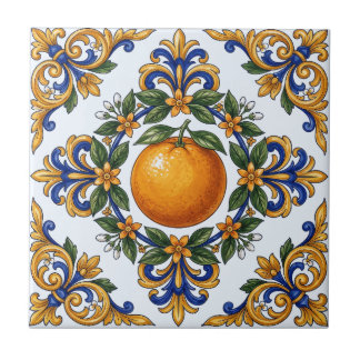 Italiaans Majolica-sinaasje citrusontwerp Tegeltje
